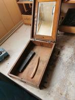 oude scheerspiegel met scheermesjes, Antiek en Kunst, Ophalen of Verzenden, Rechthoekig, Minder dan 50 cm, Minder dan 100 cm
