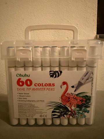 Ohuhu 60 kleuren dual tip marker set beschikbaar voor biedingen