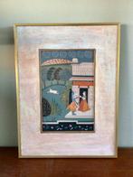 Vintage India Rajput prent in messing omlijsting, Ophalen of Verzenden