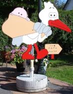 HOUTEN GEBOORTEBORDEN te koop ca. 14 stuks + 3D Ooievaars ed, Ophalen, Zo goed als nieuw, Versiering, Abraham of Sarah