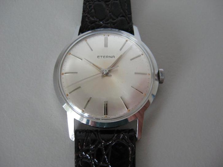 Eterna heren horloge, Sieraden, Tassen en Uiterlijk, Horloges | Antiek, Polshorloge, Overige merken, Staal, 1960 of later, Met bandje