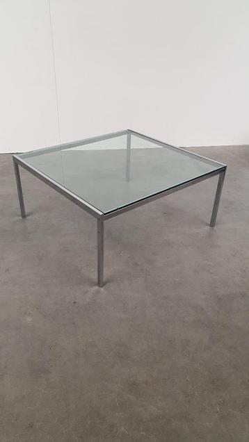 vintage design salontafel glas chroom 70s beschikbaar voor biedingen