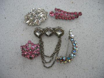 Broche Zilverkleur Verschillend met Strass Vintage beschikbaar voor biedingen