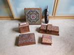 INDONESISCH 5 x hout snijwerk doosjes/kistjes, Ophalen of Verzenden