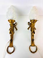 Antieke Franse verguld fakkel wandlampen, Ophalen of Verzenden