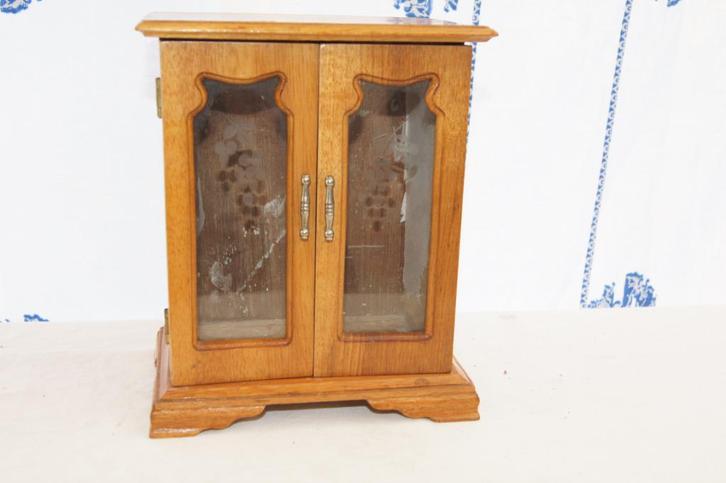 Houten kastje  / naaiboxje / Telegraaf in blik, Antiek en Kunst, Kunst | Beelden en Houtsnijwerken, Ophalen of Verzenden