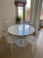 Eettafel en 4 eetkamerstoelen, Huis en Inrichting, Tafels | Eettafels, 100 tot 150 cm, 100 tot 150 cm, Rond, Gebruikt