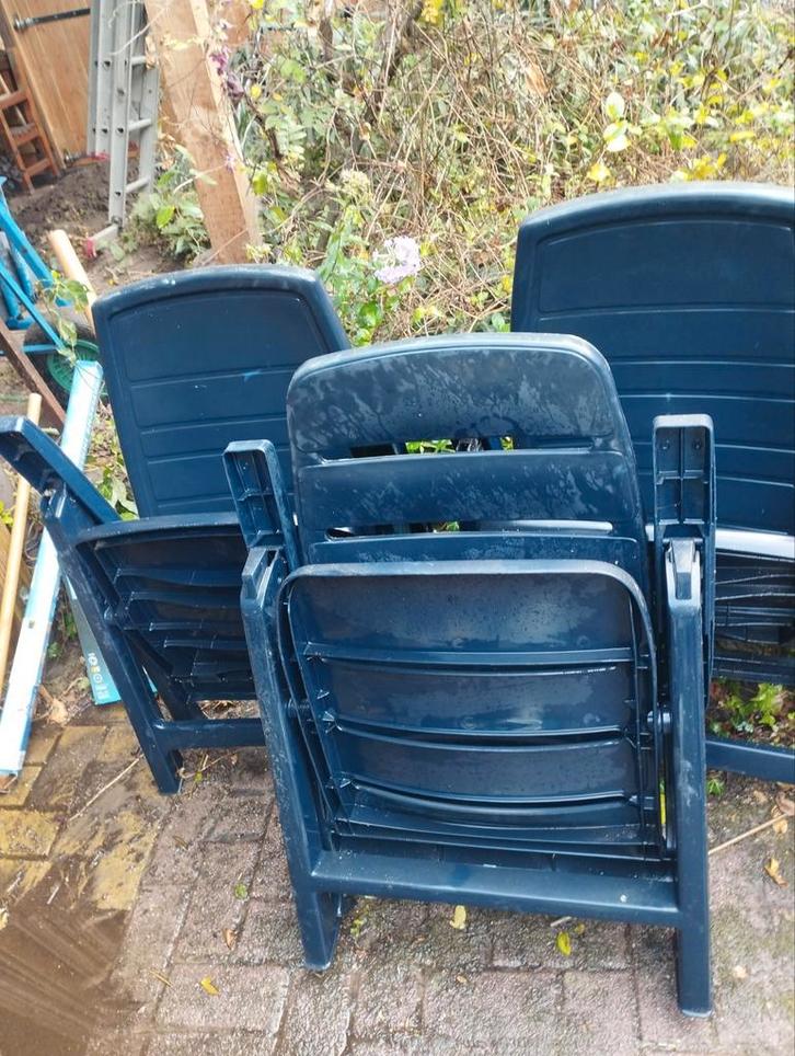 5 tuinstoelen, 3x Jardin, 2x Flair Plaisir, Tuin en Terras, Tuinstoelen, Gebruikt, Kunststof, Inklapbaar, Verstelbaar, Ophalen