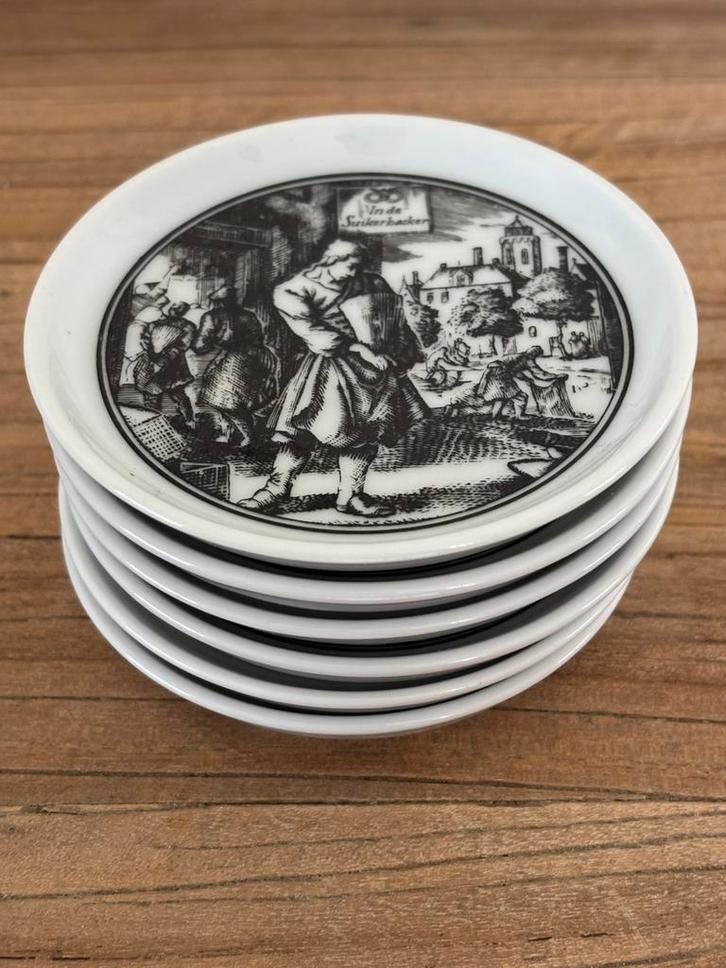 6 Mosa Onderzetters met afbeeldingen, Antiek en Kunst, Antiek | Wandborden en Tegels, Ophalen of Verzenden