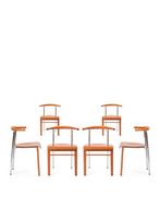 Set van 6 design kersenhouten stoelen, jaren 80, Huis en Inrichting, Stoelen, Verzenden, Gebruikt, Metaal, Vijf, Zes of meer stoelen
