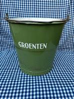Vintage Groene Emaille  Emmer "GROENTEN"  E, Antiek en Kunst, Antiek | Emaille, Ophalen of Verzenden
