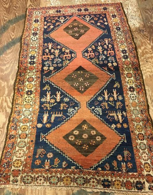 Antiek Perzisch tapijt Hamadan 204 x 120 cm (vintage), Huis en Inrichting, Stoffering | Tapijten en Kleden, Gebruikt, 100 tot 150 cm