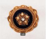 Broche 18kt onyx diamant., Sieraden, Tassen en Uiterlijk, Antieke sieraden, Ophalen of Verzenden, Goud, Broche, Met edelsteen