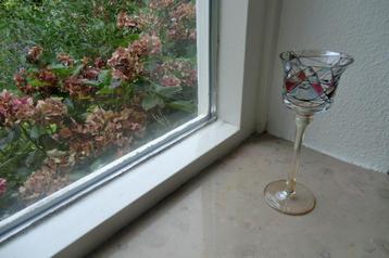 vintage votievenhouder / kaarsenhouder -van meerkleurig glas beschikbaar voor biedingen