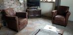 2 Fauteuils geruwd leer, Huis en Inrichting, Ophalen, Gebruikt, Minder dan 75 cm, Leer