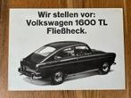 Volkswagen VW 1600 TL Fliessheck brochure 8/65, Verzenden, Zo goed als nieuw, Volkswagen