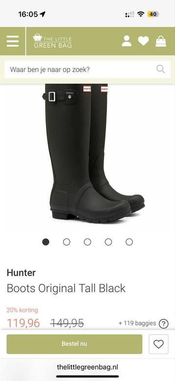 Hunter Original Tall Regenlaarzen Zwart beschikbaar voor biedingen