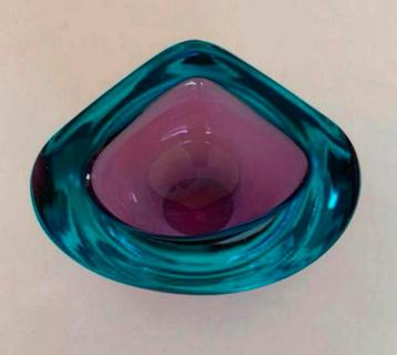 Vintage Sommerso murano Italië blauw paars schaaltje beschikbaar voor biedingen