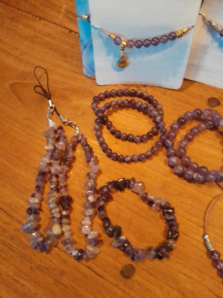 Armbanden & Telefoonkoorden - AMETIST, Sieraden, Tassen en Uiterlijk, Kindersieraden, Nieuw, Armband, Paars, Ophalen of Verzenden
