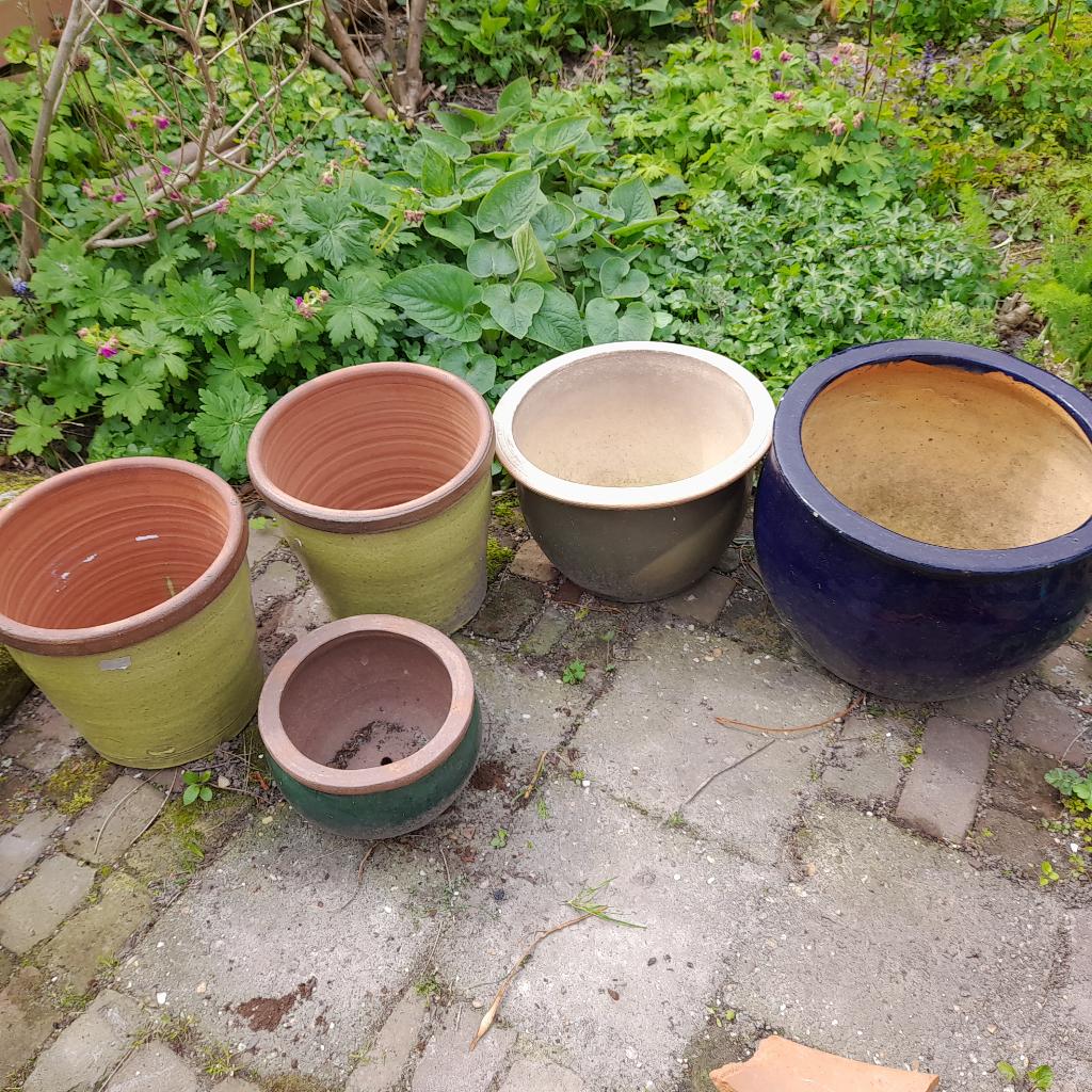 potten, Tuin en Terras, Bloempotten, Ophalen, Gebruikt, Rond, Minder dan 40 cm