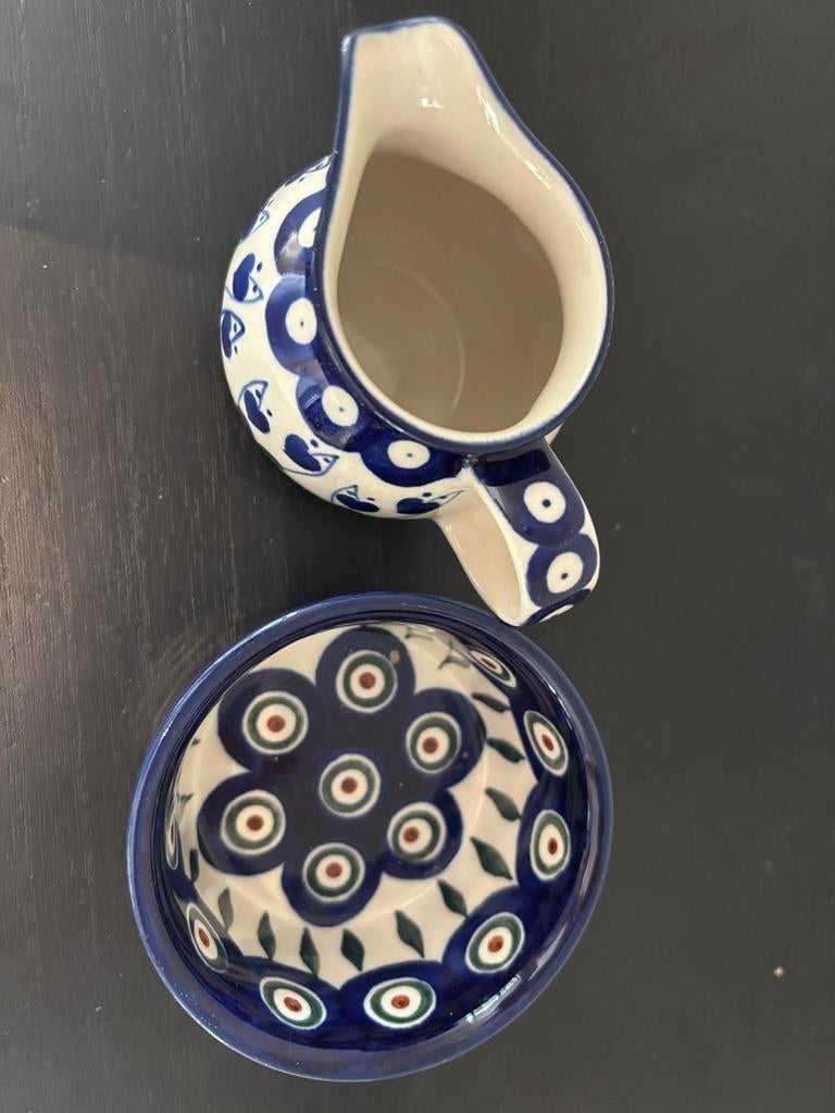 Bunzlau melkkannetje en schaaltje, Keramiek, Overige typen, Ophalen of Verzenden, Zo goed als nieuw