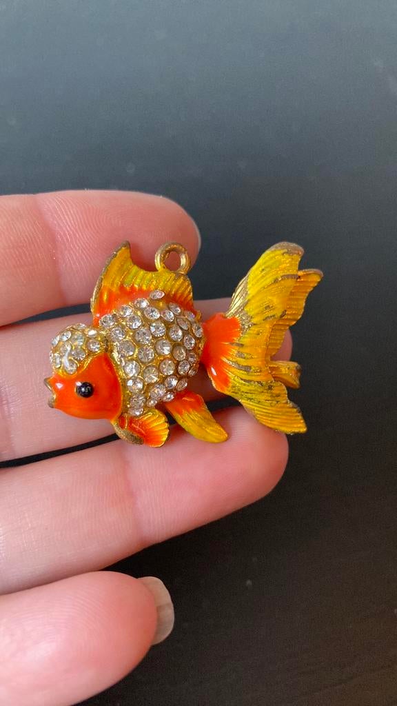 Kettinghanger - vis met strass, Overige materialen, Ophalen of Verzenden, Zo goed als nieuw, Zilver