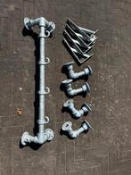 Kapstok van steigerbuis + plankdragers, verzinkt staal, Ophalen, Overige materialen, Gebruikt, Overige typen