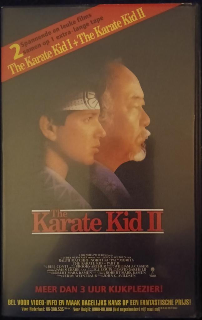 Karate Kid 1 en 2 op 1 tape vhs, Alle leeftijden, Ophalen of Verzenden, Zo goed als nieuw