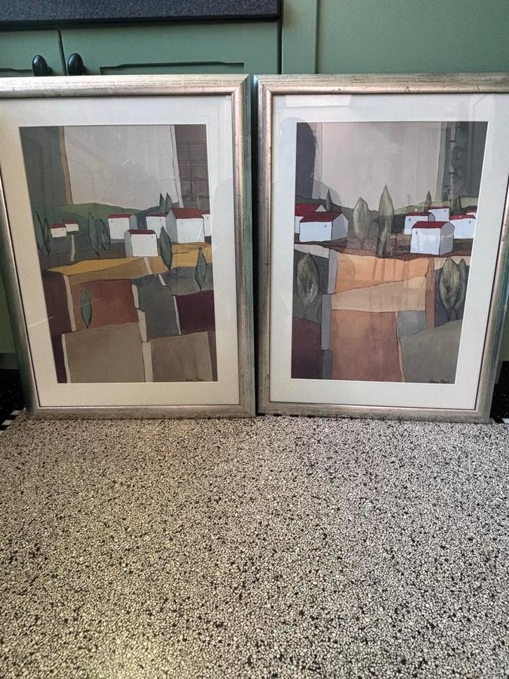 Set van 2 ingelijste kunstwerken -  Hans Paus, Antiek en Kunst, Kunst | Schilderijen | Modern, Ophalen