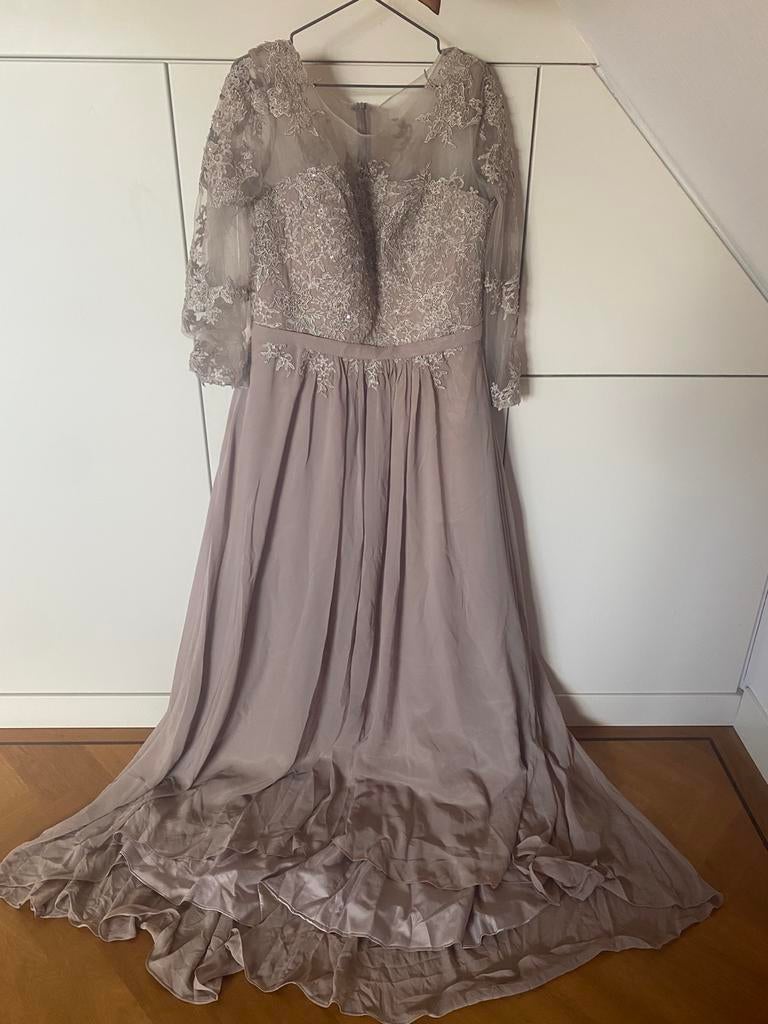 Gala jurk bruidsjurk avondjurk, Galajurk, Bruin, Maat 42/44 (L), Nieuw