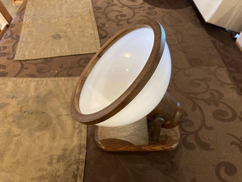 Gratis Wandlamp en plafonniere donker eiken rand, Ophalen, Gebruikt, Glas