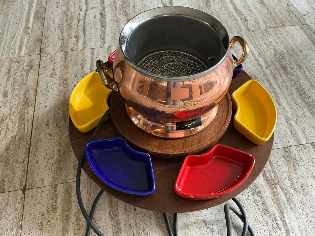 Nigro elektrische fondue set, vintage set fondue, Ophalen of Verzenden, Zo goed als nieuw, Elektrisch, Fondueset