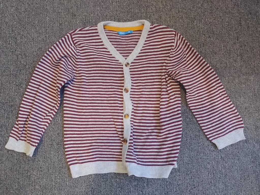 Hema gebreid bordeaux/grijs gestreept vestje maat 92 ZGAN, Kinderen en Baby's, Kinderkleding | Maat 92, Trui of Vest, Ophalen of Verzenden