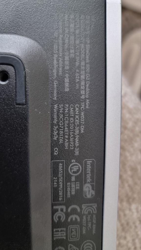 HP EliteDesk 800 G3 Desktop Mini 16Gb - Compacte PC, Onbekend, Gebruikt, Minder dan 4 GB, Onbekend