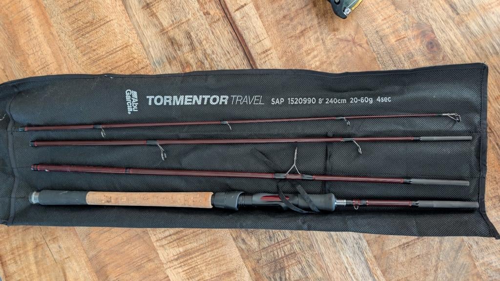 Abu Garcia Tormentor hengel plus Shimano molen, Watersport en Boten, Hengelsport | Roofvissen, Ophalen, Gebruikt, Complete set