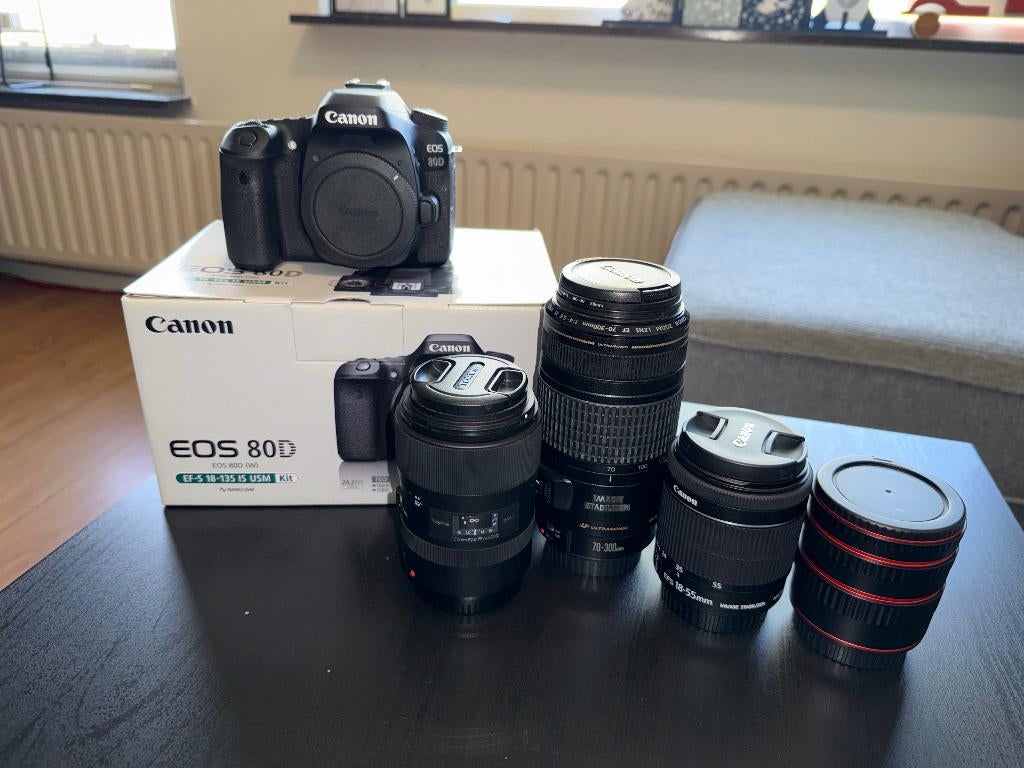 Canon EOS 80D + lenzen + flitser & vele extra's, Ophalen, Spiegelreflex, Canon, Refurbished
