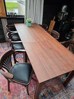 Bruin café tafels met 6 stoelen, Huis en Inrichting, Tafels | Eettafels, Ophalen of Verzenden, Zo goed als nieuw, Vijf personen of meer