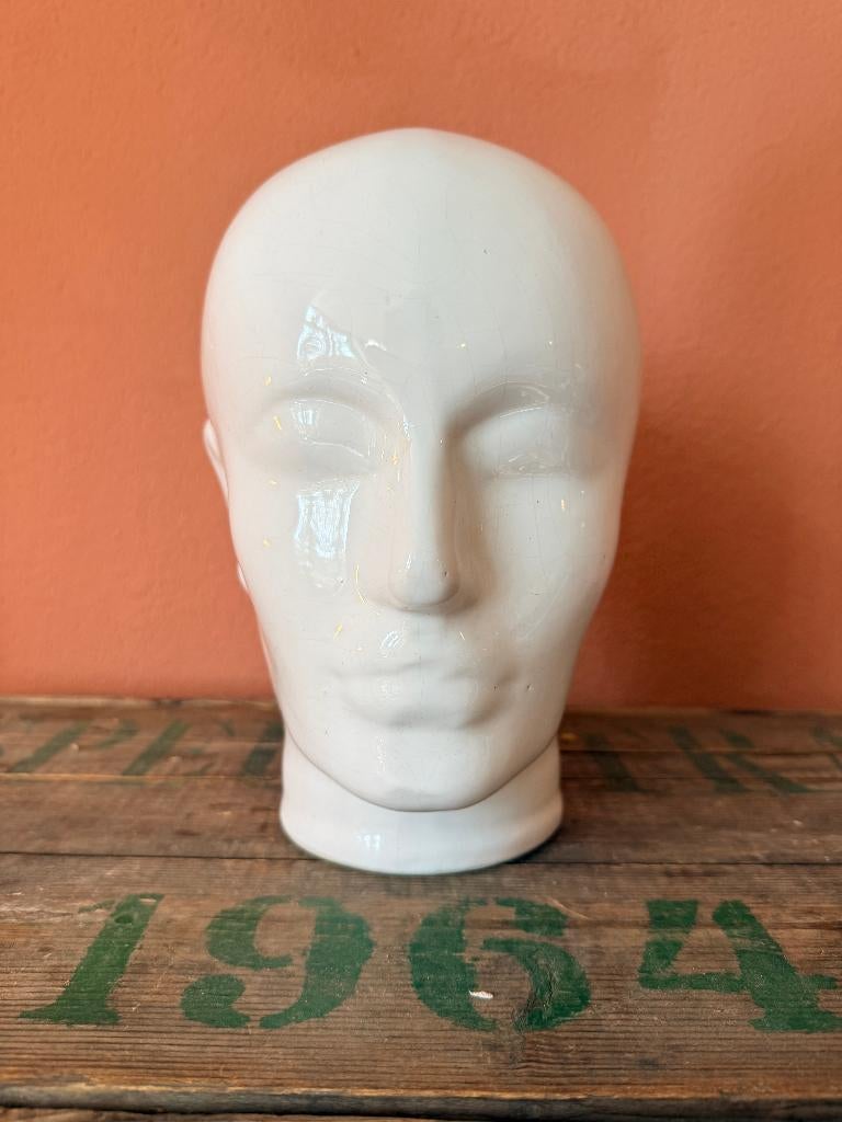 Vintage Keramieken Mannequin Hoofd – Prachtig Display Object, Ophalen, Zo goed als nieuw