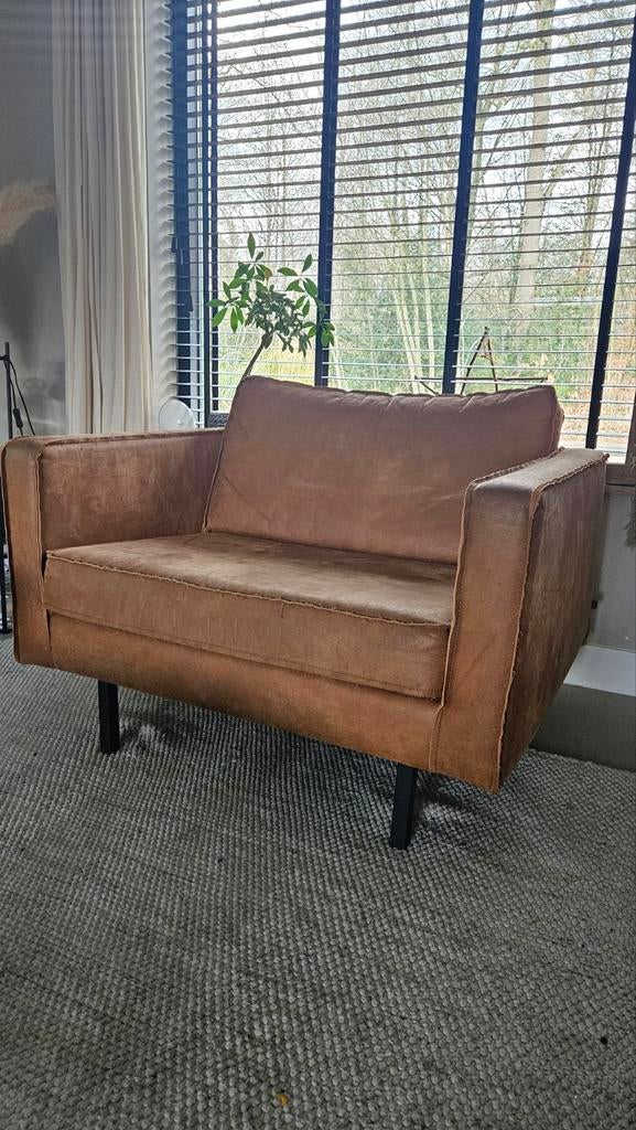 BePure Rodeo Cognac Leren Loveseat - Zo goed als nieuw, Ophalen, Modern, Industrieel, 150 tot 200 cm, Tweepersoons