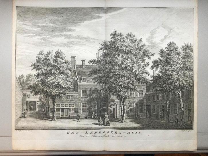 Amsterdam, Jodebreestraat, Leprozenhuis, 1760, Antiek en Kunst, Kunst | Etsen en Gravures, Verzenden