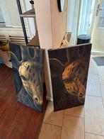 2x schilderij giraffe, Ophalen, Zo goed als nieuw
