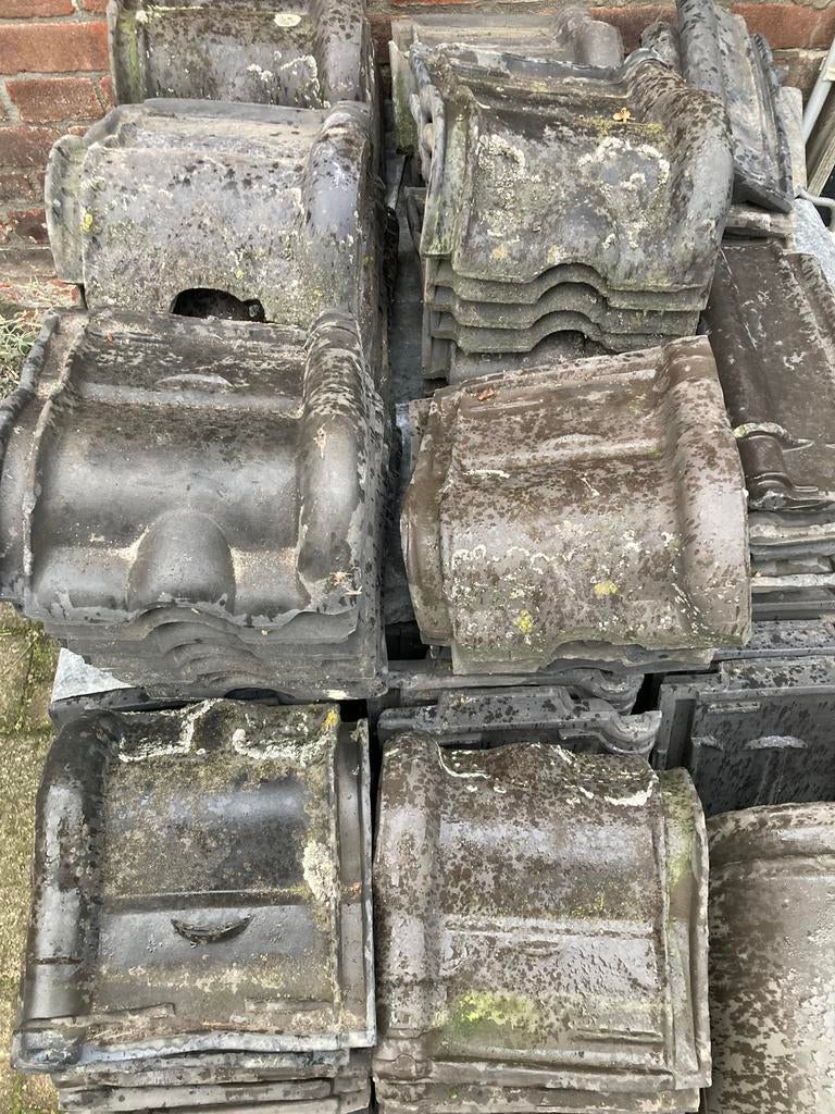 Knikpannen - 50 stuks - kruispannen - zeldzaam - gebruikt, Ophalen, Gebruikt, Steen of Klei, Blauw