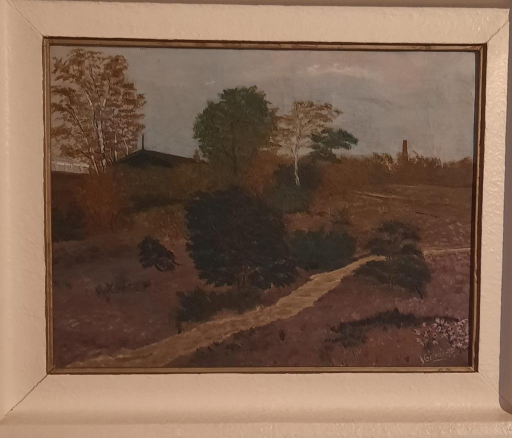 Olieverf Bussumse hei anno 1946 “ Crailo “ h 32,5 x br 40 cm, Antiek en Kunst, Kunst | Schilderijen | Klassiek, Ophalen