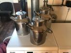 3 retro RVS schenkkannen met deksel, Huis en Inrichting, Keuken | Keukenbenodigdheden, Ophalen, Gebruikt