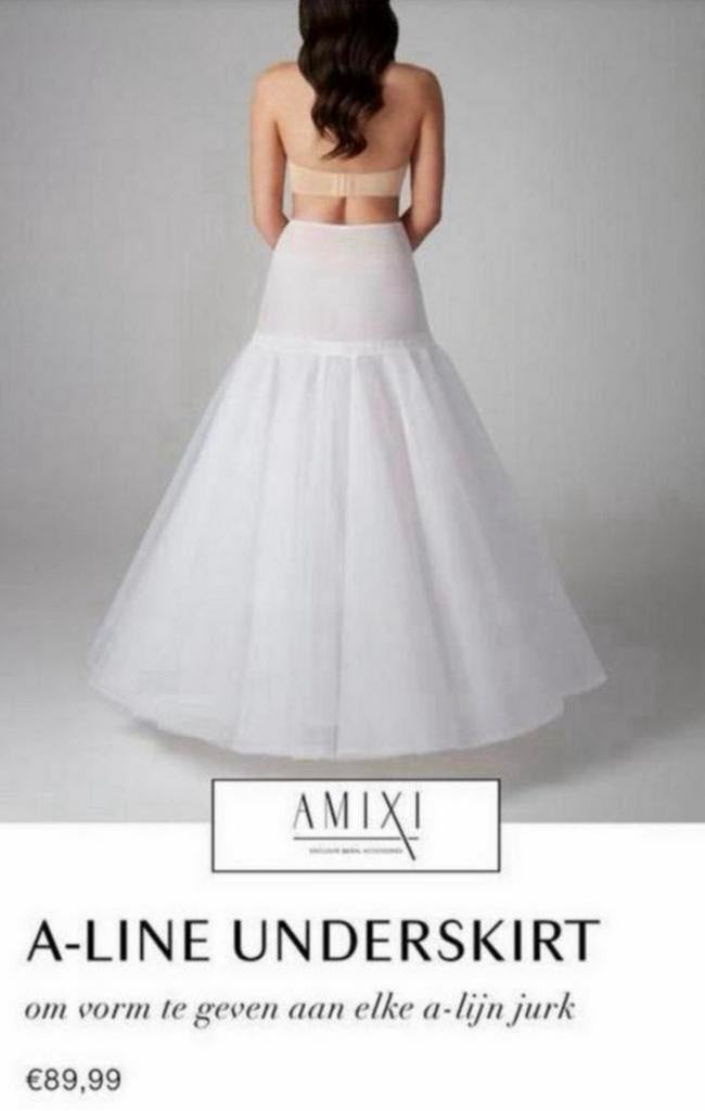 Amixi wed2b A-lijn onderrok maat M/L NIEUW, Ophalen of Verzenden, Nieuw, Wit, Trouwjurk