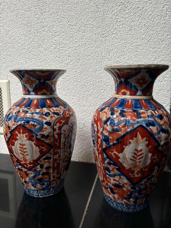 Set van 2 Antieke Japanse Imari Vazen - Rood, Blauw, Wit, Antiek en Kunst, Antiek | Vazen, Ophalen