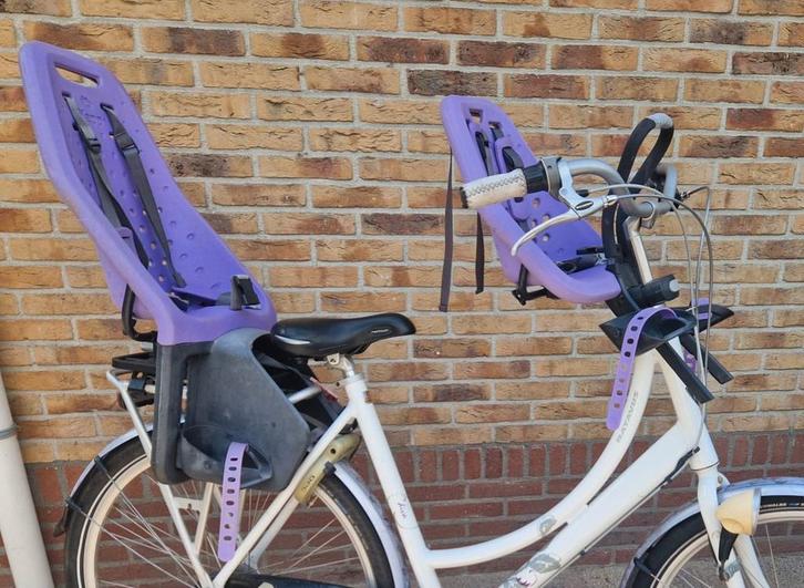 Yepp - fietszitje - voor en achter - paars/lila, Fietsen en Brommers, Fietsaccessoires | Fietsstoeltjes, Gebruikt, Achterzitje