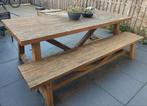 Grote tuintafel + bank KARWEI, Ophalen, Gebruikt, Rechthoekig, Hout