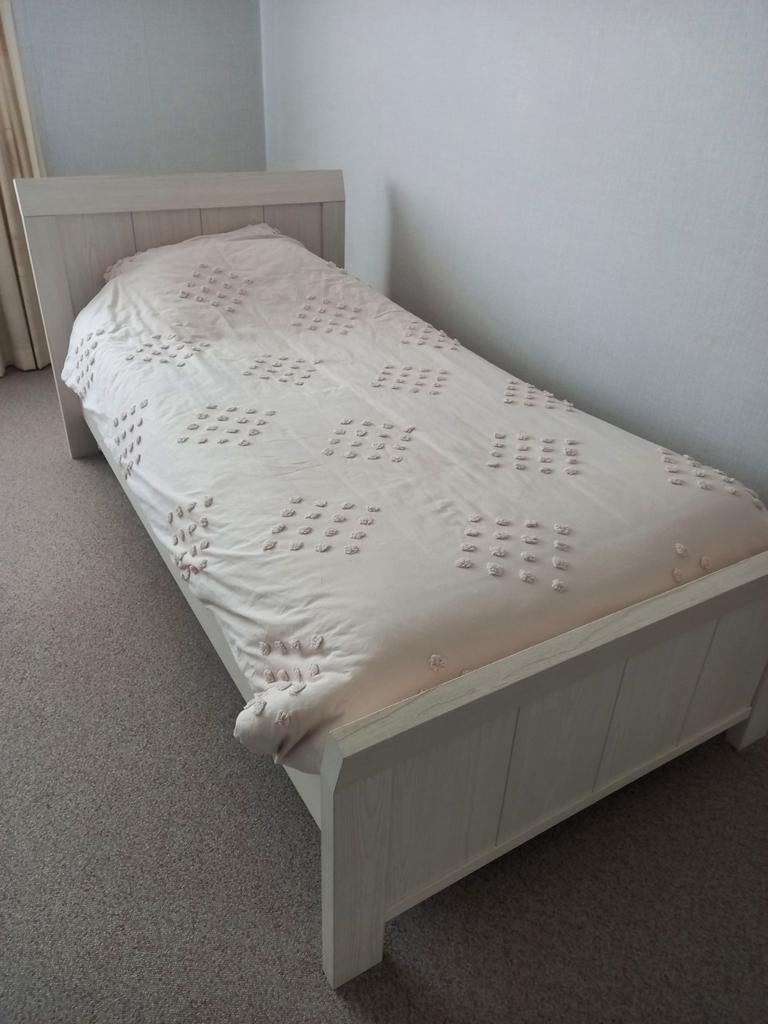 Home Collective houten bed 100x200 cm met lattenbodem Modern bed Kiefer massief bedtypel eenpersoonsbed massief houten bed Klassiek Comfortabel & Duurzaam Scandinavisch Boho Landhuis hoofdbord hoog