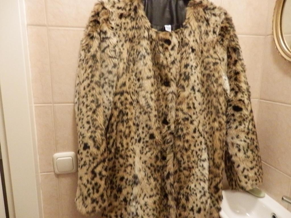 bontjas imitatie bont, Kleding | Dames, Jassen | Winter, Ophalen, Gedragen, Maat 42/44 (L), Bruin